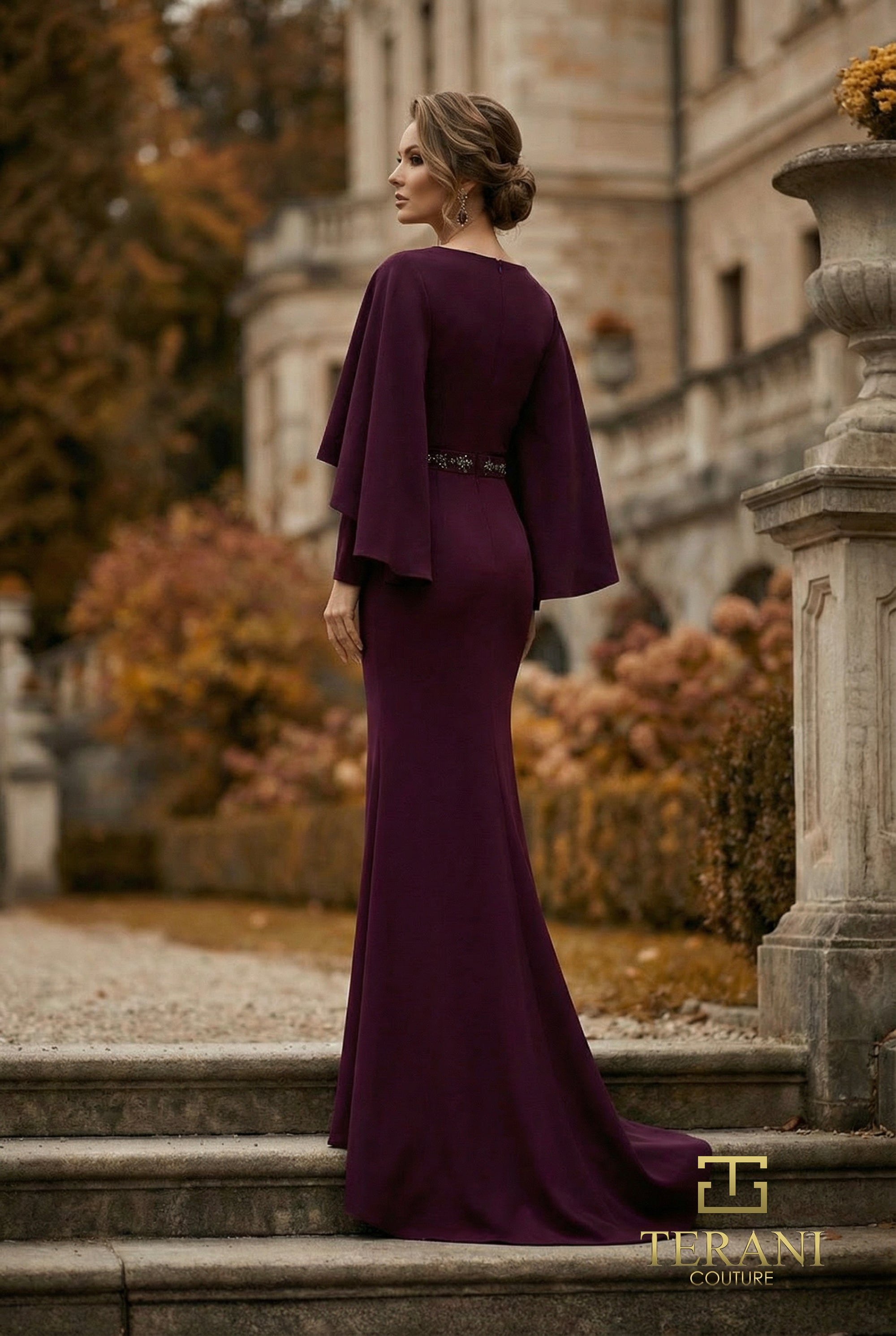 Terani Couture Mother of the Bride Dress Terani Couture 262M7295 V-Neck Long Mother of the Bride Sheath Dress