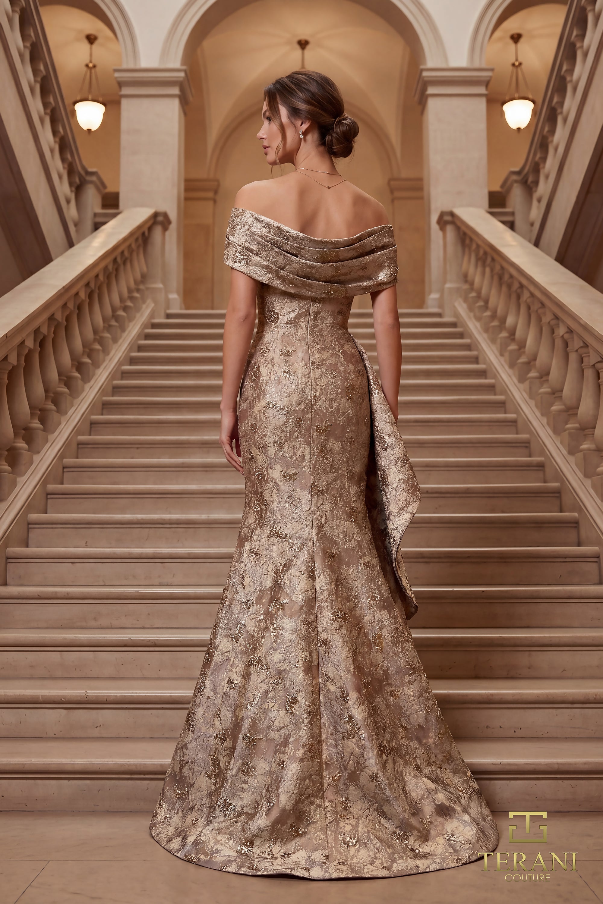 Terani Couture Mother of the Bride Dress Terani Couture 262M7298 Off-Shoulder Long Mother of the Bride Dress
