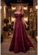 Terani Couture Mother of the Bride Dress Terani Couture 262M7299 Off-Shoulder Long Mother of the Bride Dress