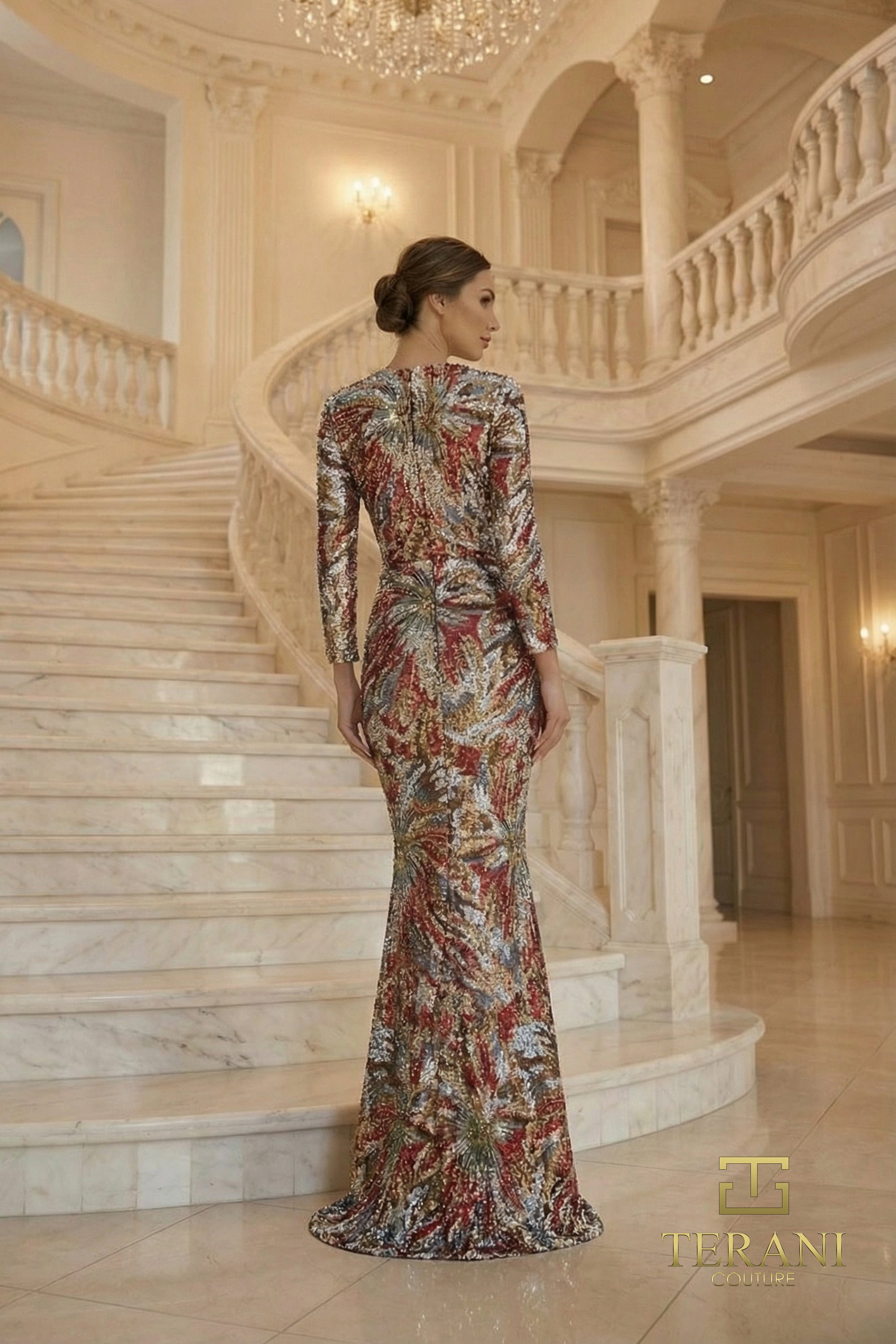 Terani Couture Mother of the Bride Dress Terani Couture 262M7320 Round Neck Long Mother of the Bride Dress