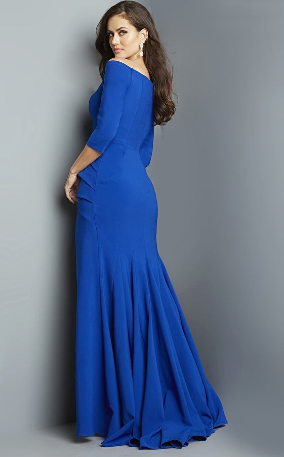 Jovani Bridal Party Dresses Jovani 08378 High Slit Three Quarter Sleeve Evening Dress