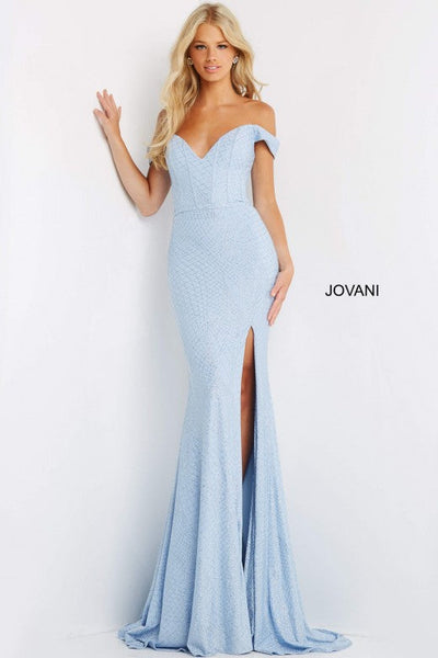 Jovani 06281 Off The Shoulder Glitter Dress