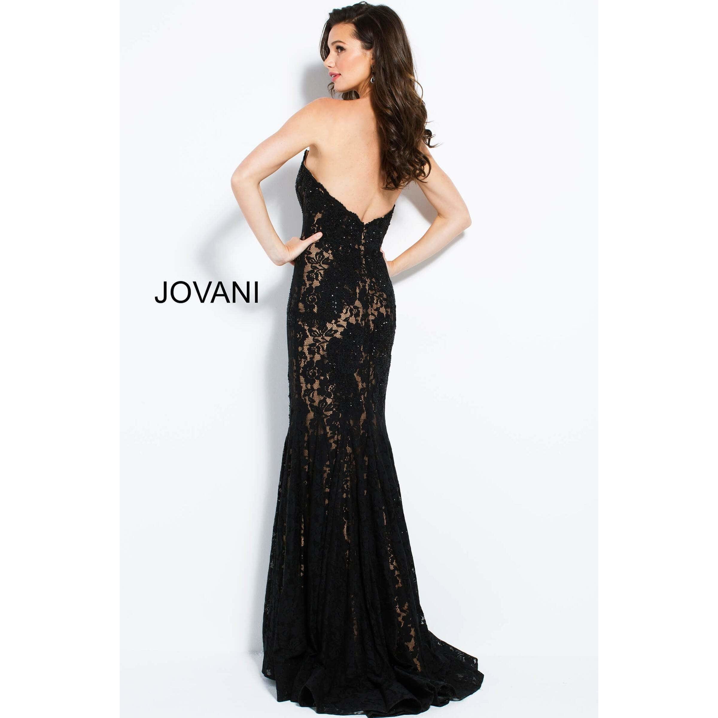 Jovani Prom Dress Fitted Strapless Lace Formal Dress 37334