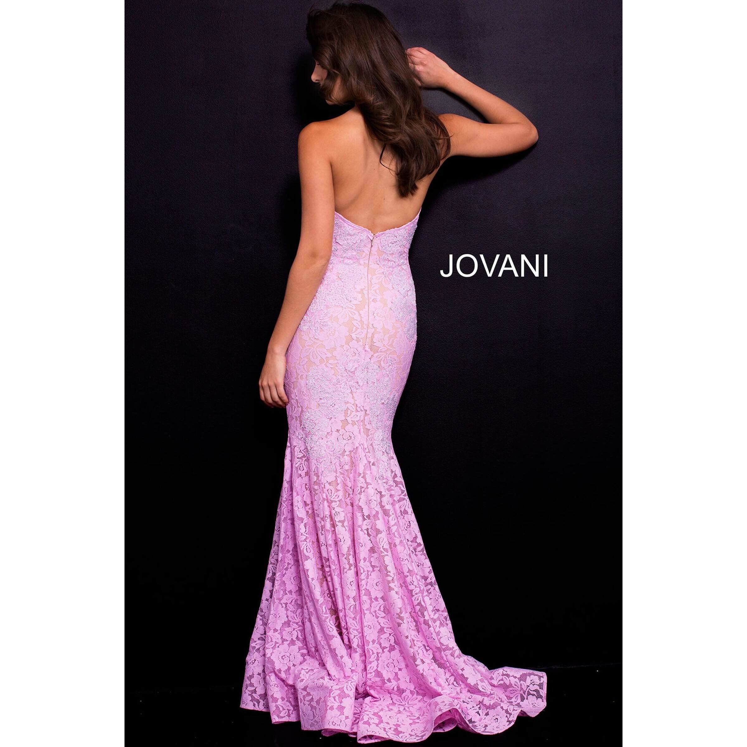 Jovani Prom Dress Fitted Strapless Lace Formal Dress 37334