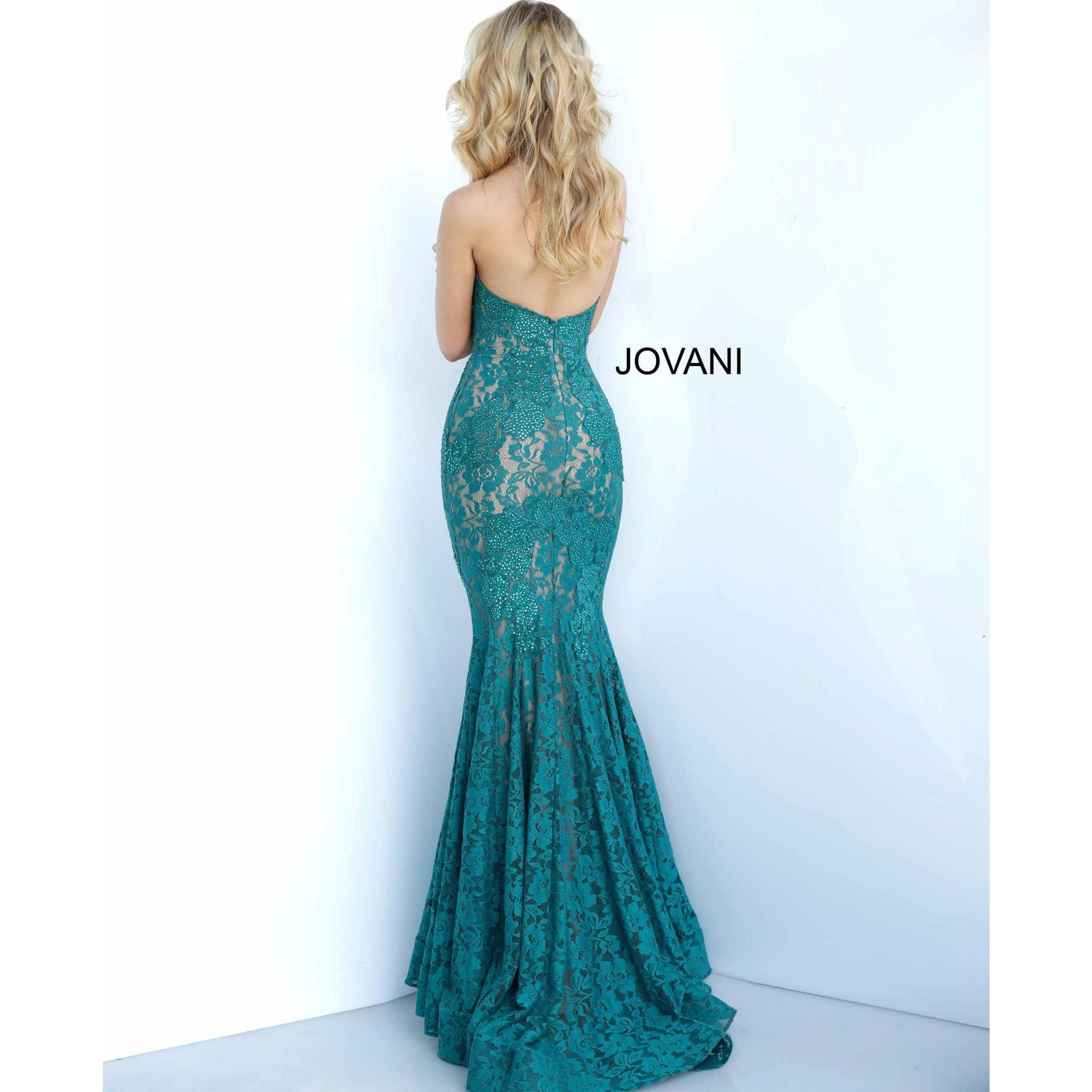 Jovani Prom Dress Fitted Strapless Lace Formal Dress 37334
