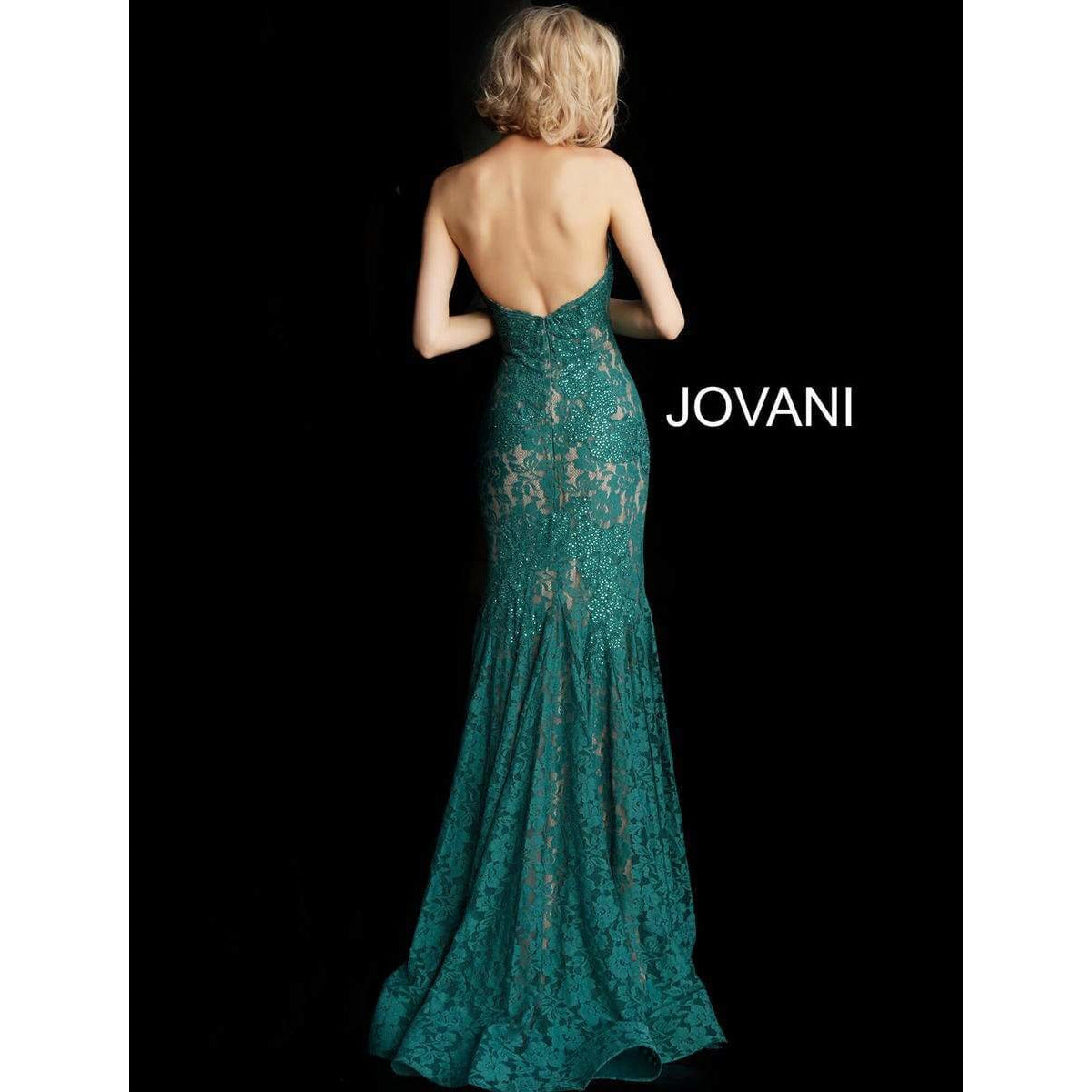 Jovani Prom Dress Fitted Strapless Lace Formal Dress 37334