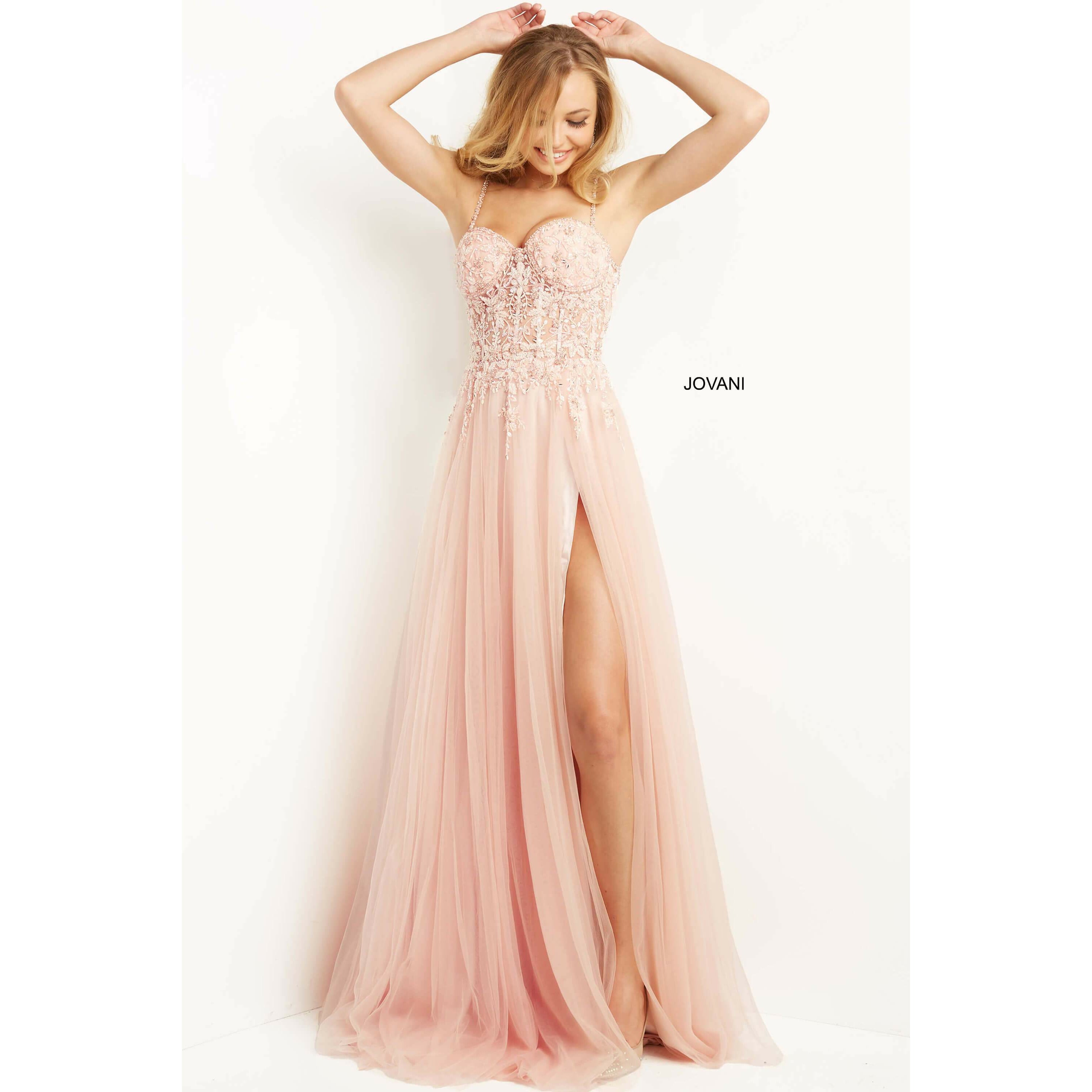 Jovani Prom Dress Jovani Blush Corset Bodice Tulle Prom Ballgown 07259