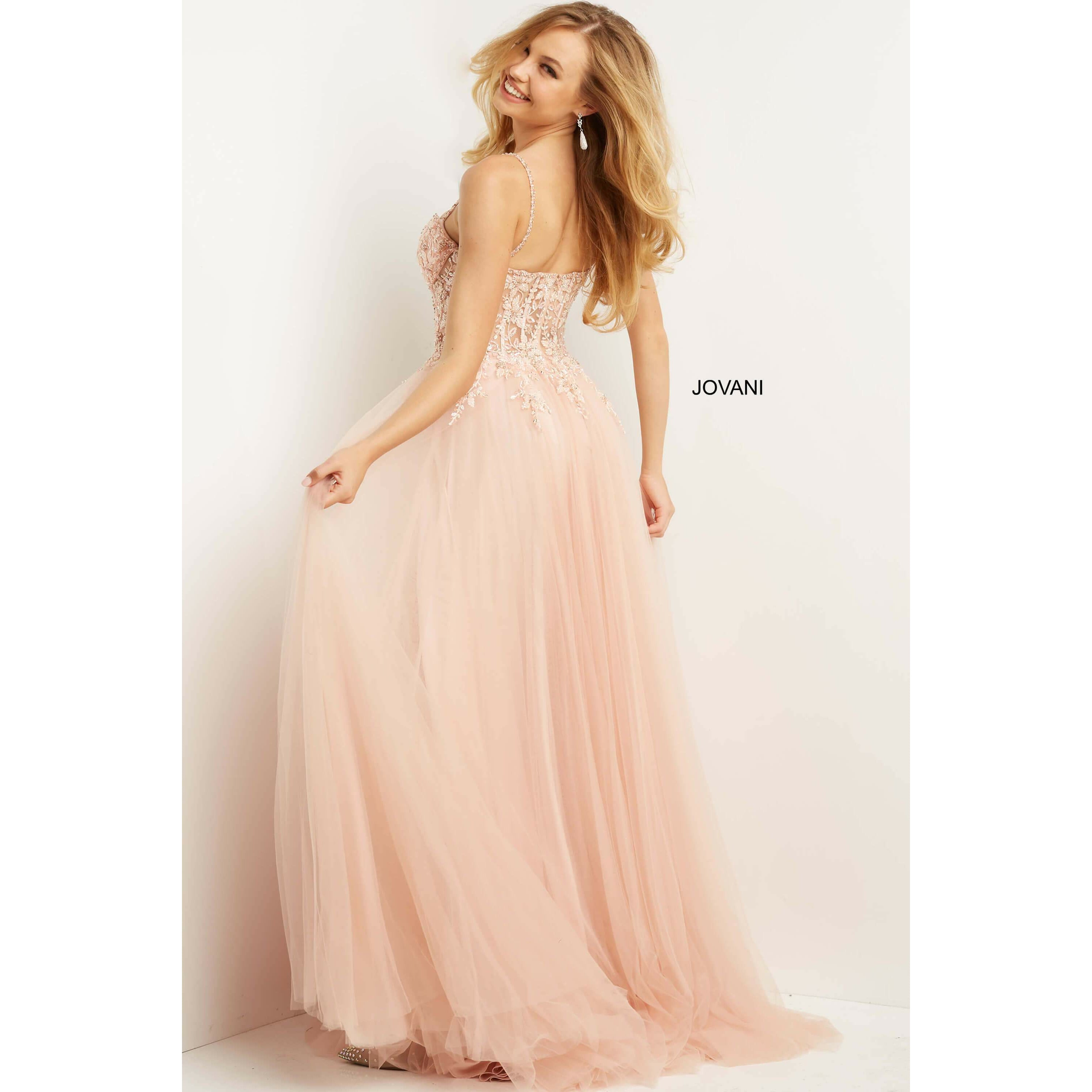 Jovani Prom Dress Jovani Blush Corset Bodice Tulle Prom Ballgown 07259