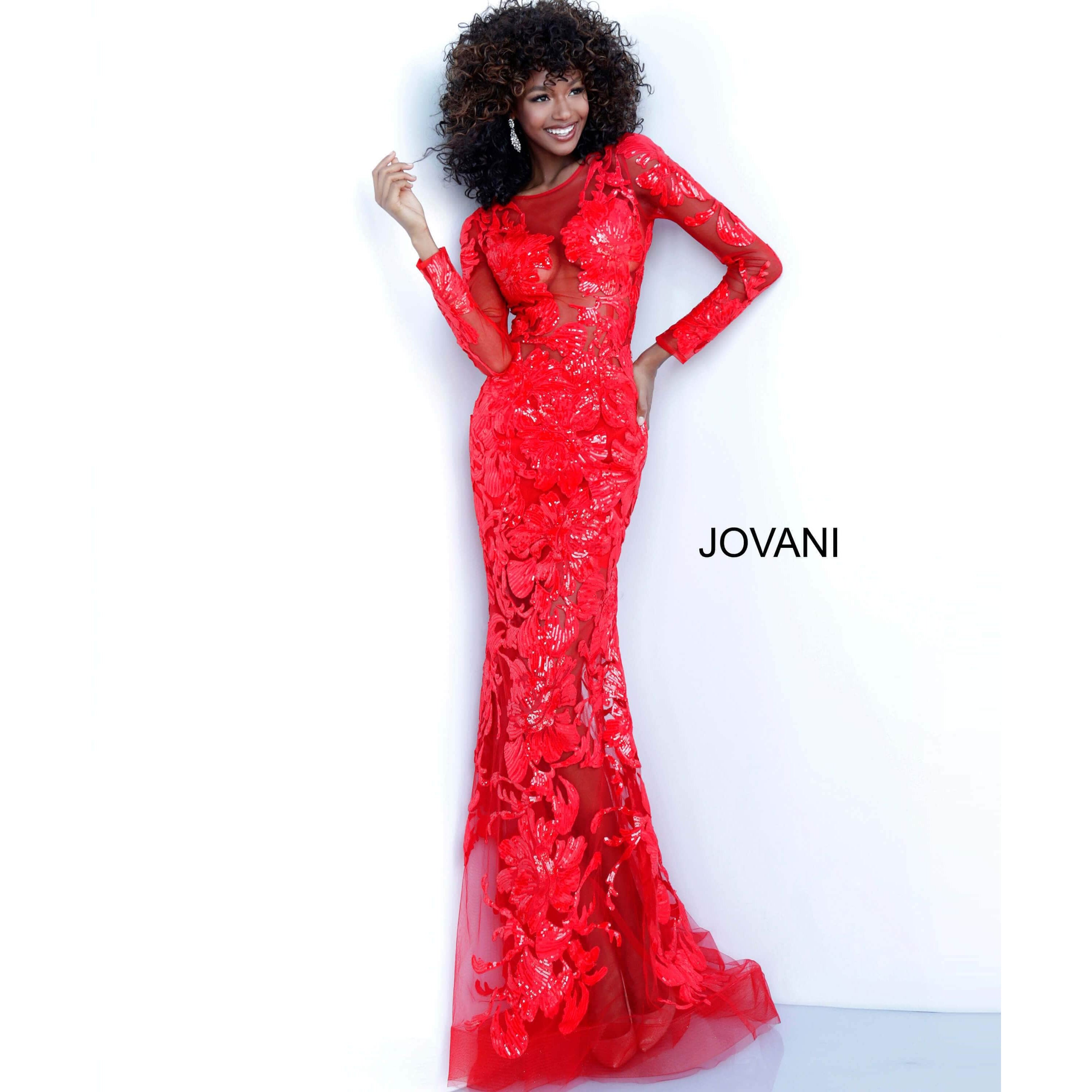 Jovani Prom Dress Jovani Long Sleeve Embellished Dress 60285