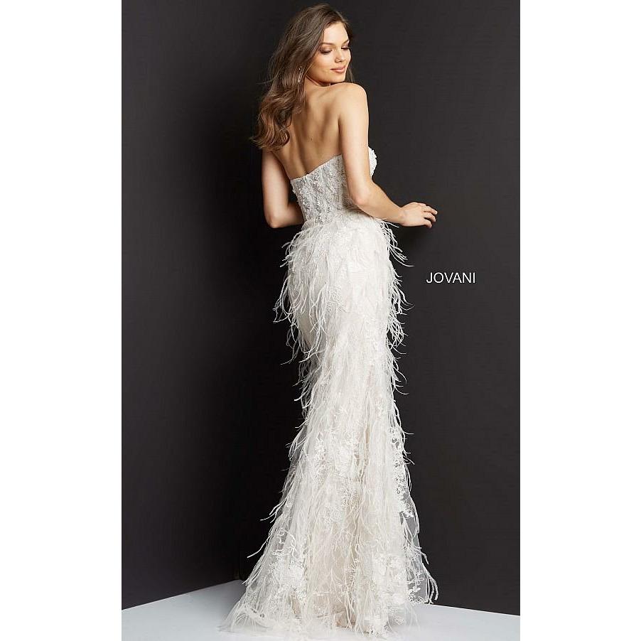 Jovani Prom Dress Jovani Off White Corset Embellished Strapless Gown 07914