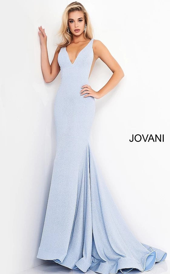JVN by Jovani Prom Dress JVN02132 Light Blue V Neck Jovani Prom Dress
