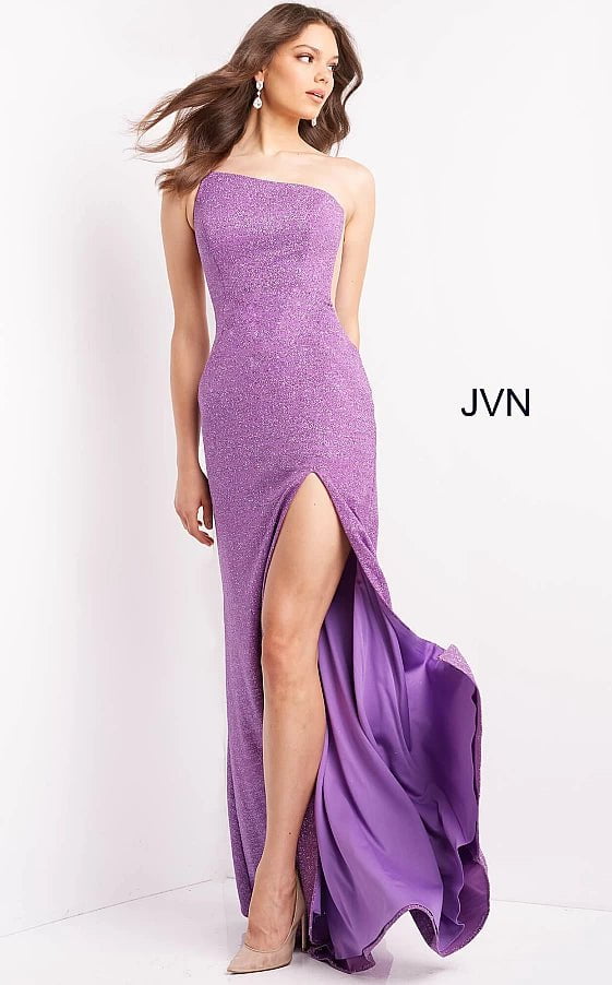 JVN by Jovani Prom Dress JVN06126 Ocean One Shoulder Fitted Prom Dress