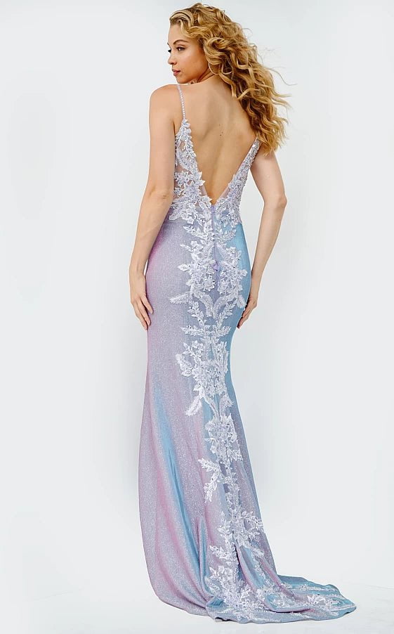 JVN by Jovani Prom Dress JVN06454 Lilac Embroidered Bodice Fitted Prom Dress