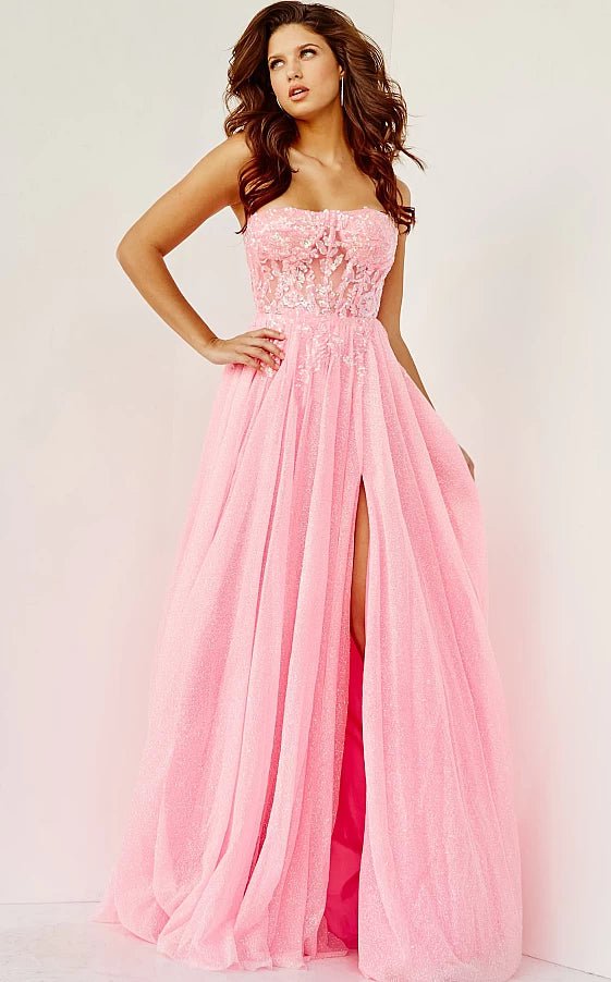 JVN by Jovani Prom Dress JVN07434 Lavender Strapless Tie Back Prom Gown