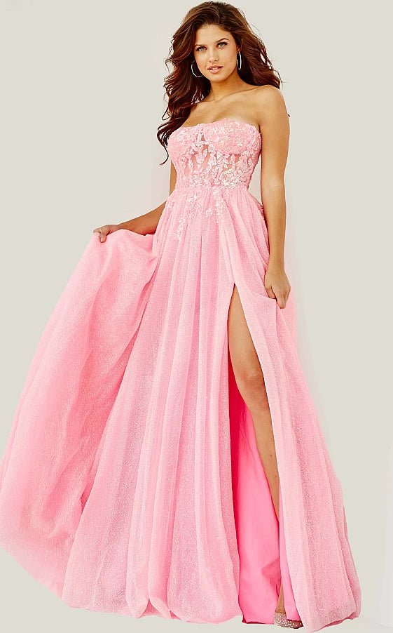 JVN by Jovani Prom Dress JVN07434 Lavender Strapless Tie Back Prom Gown