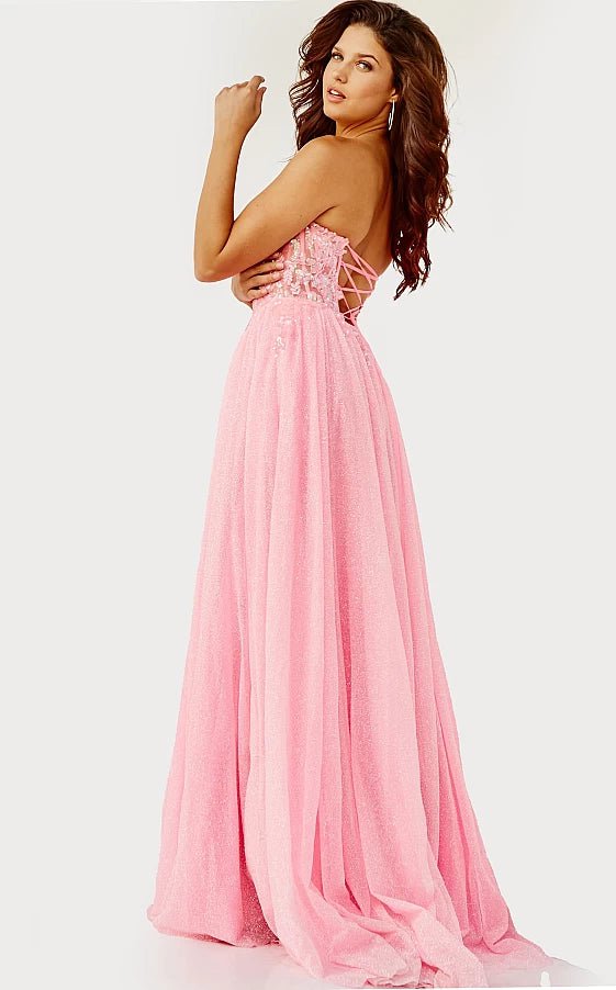 JVN by Jovani Prom Dress JVN07434 Lavender Strapless Tie Back Prom Gown