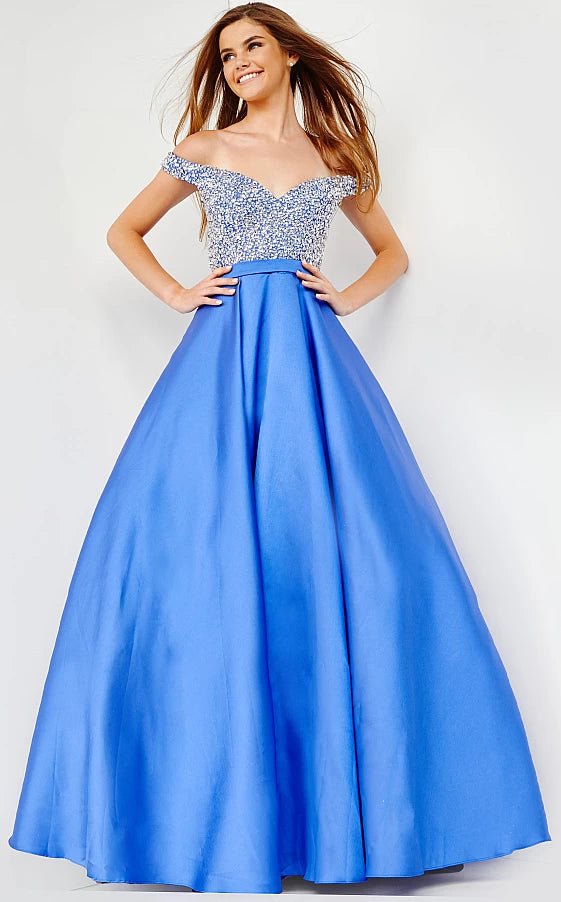 JVN by Jovani Prom Dress JVN08474 Royall Off the Shoulder A Line Prom Gown