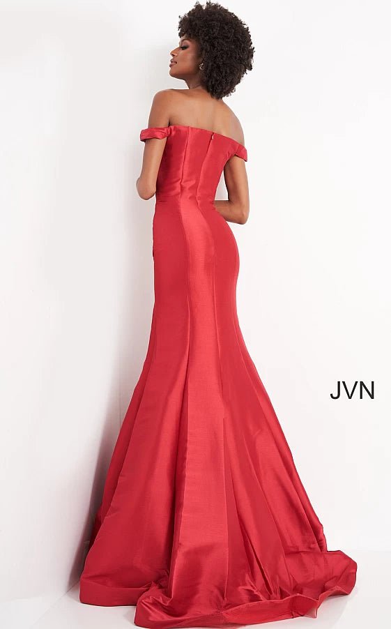 JVN by Jovani Prom Dress JVN3245 Fuchsia Off the Shoulder Mermaid Prom Dress