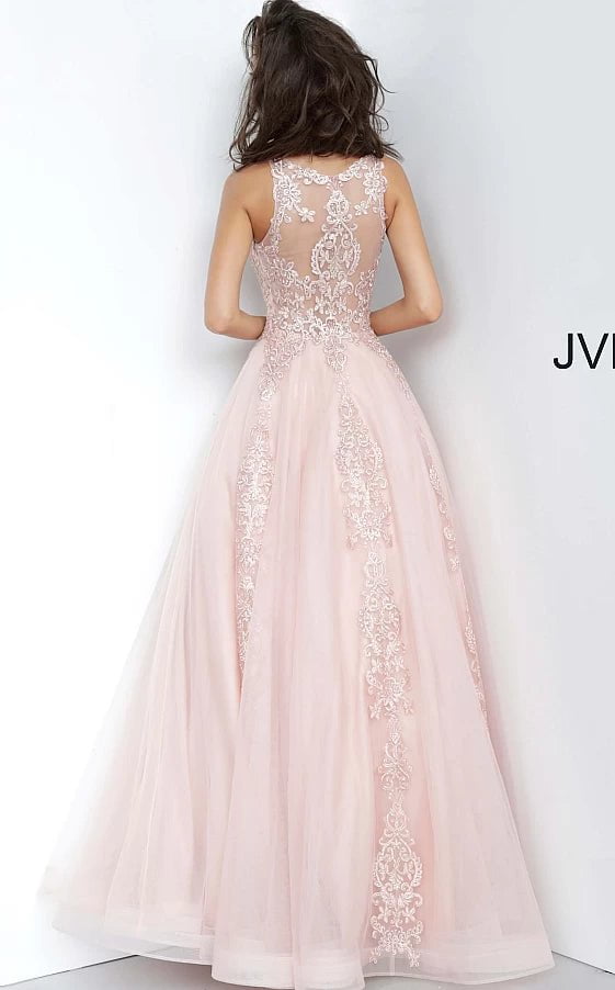 JVN by Jovani Prom Dress JVN59046 Burgundy Embellished Sleeveless Tulle Prom Ballgown