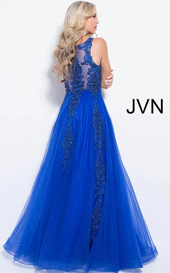 JVN by Jovani Prom Dress JVN59046 Burgundy Embellished Sleeveless Tulle Prom Ballgown