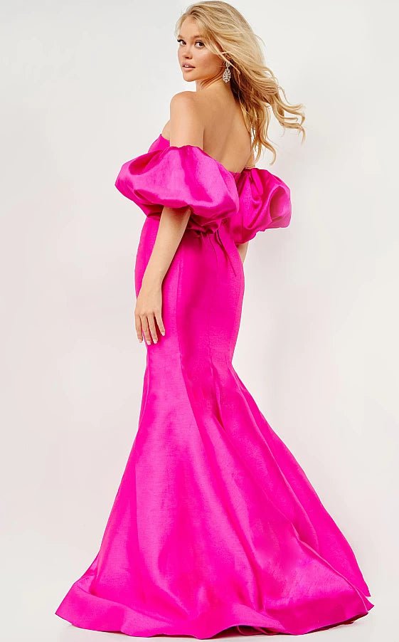 JVN by Jovani Prom Dress JVNK22830 Fuchsia Off the Shoulder Mermaid Prom Dress