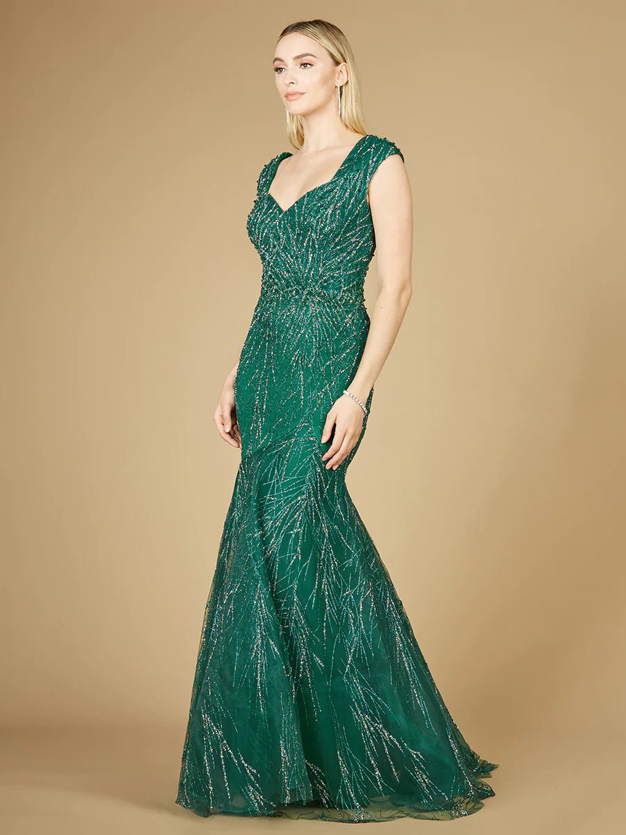 Lara Design Evening Dress LARA 29233 - CAP SLEEVE MERMAID BEADED GOWN