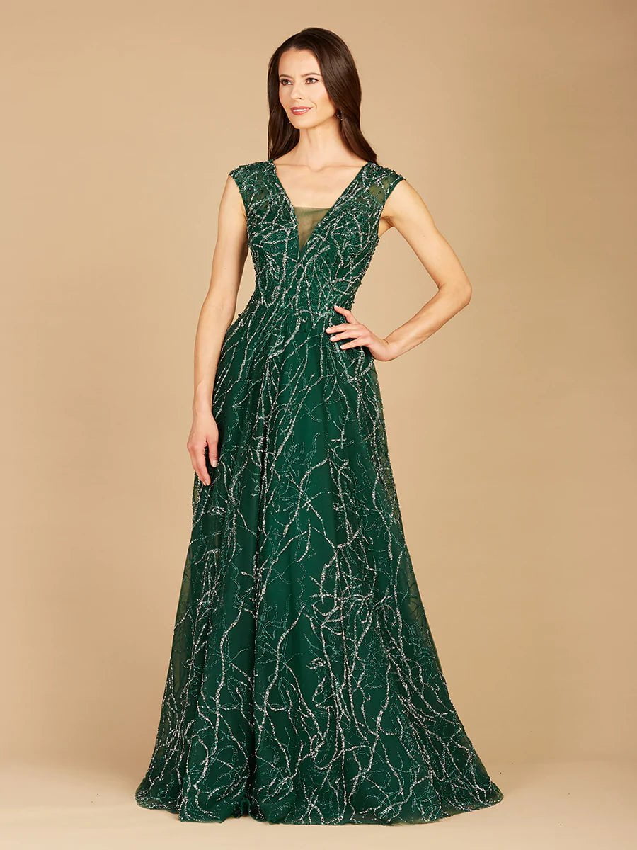 Lara Design Evening Dresses LARA 29299 - V-NECK BEADED BALL GOWN