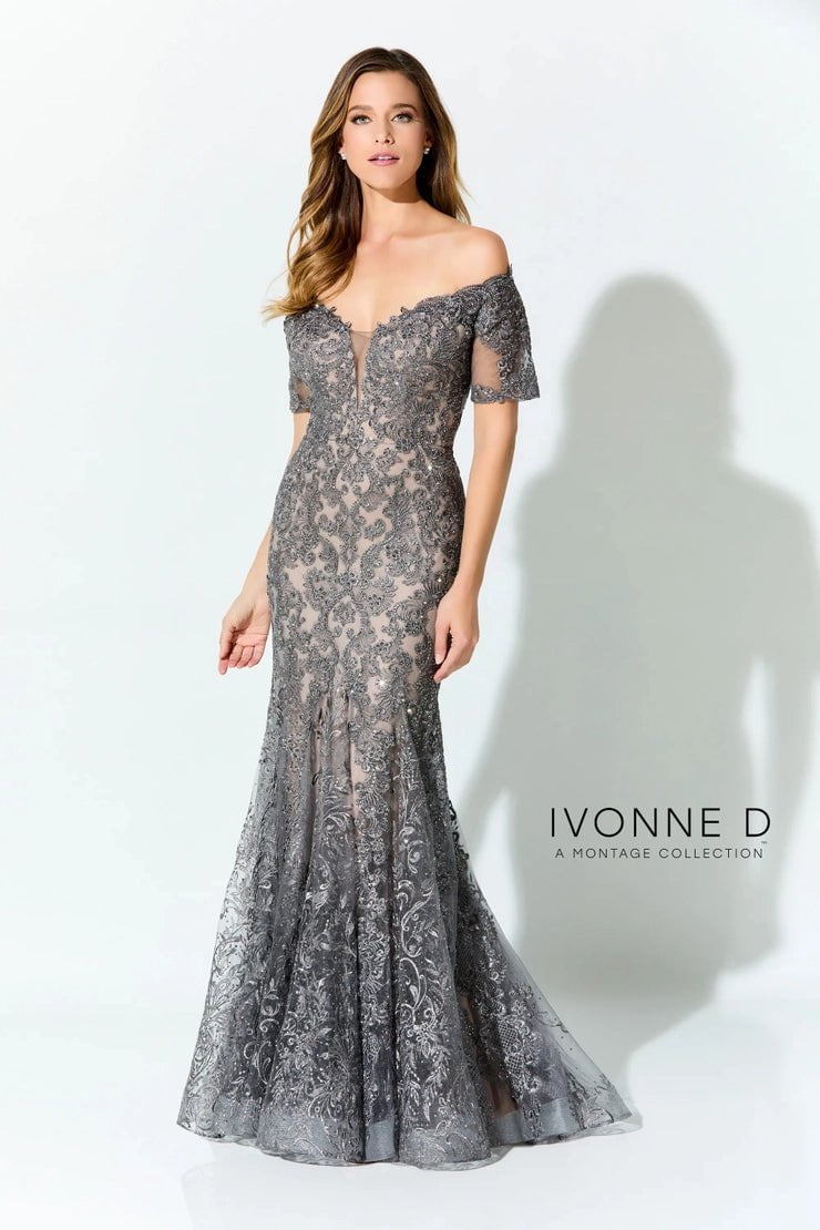 Mon Cheri Ivonne D ID925 mother of the bride dress 4 / Charcoal