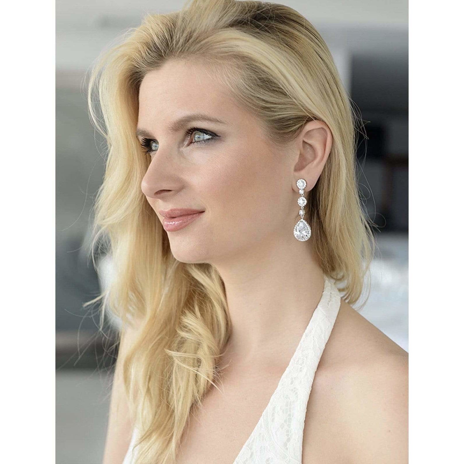 Bridal Tear Drop Earrings - NorasBridalBoutiqueNY