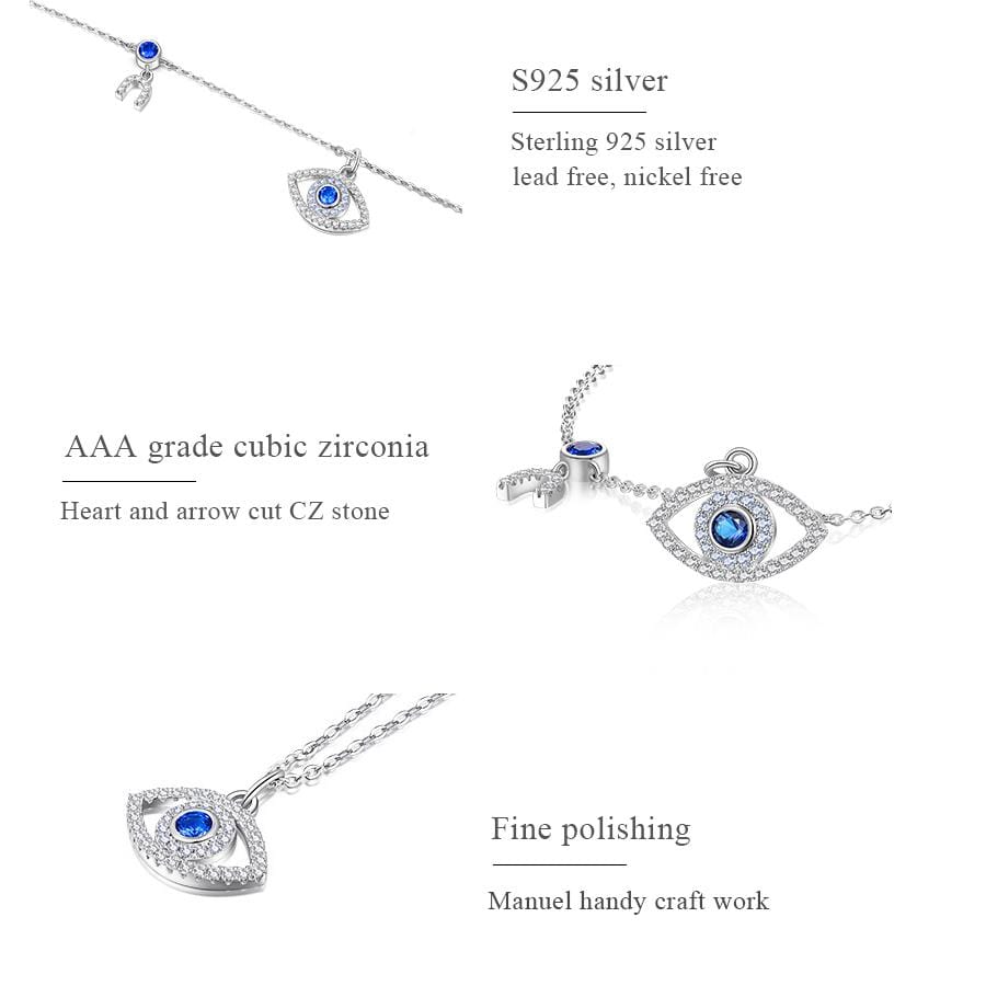 NorasBridalBoutiqueNY Evil Necklace Evil Eye Serling Silver Necklace