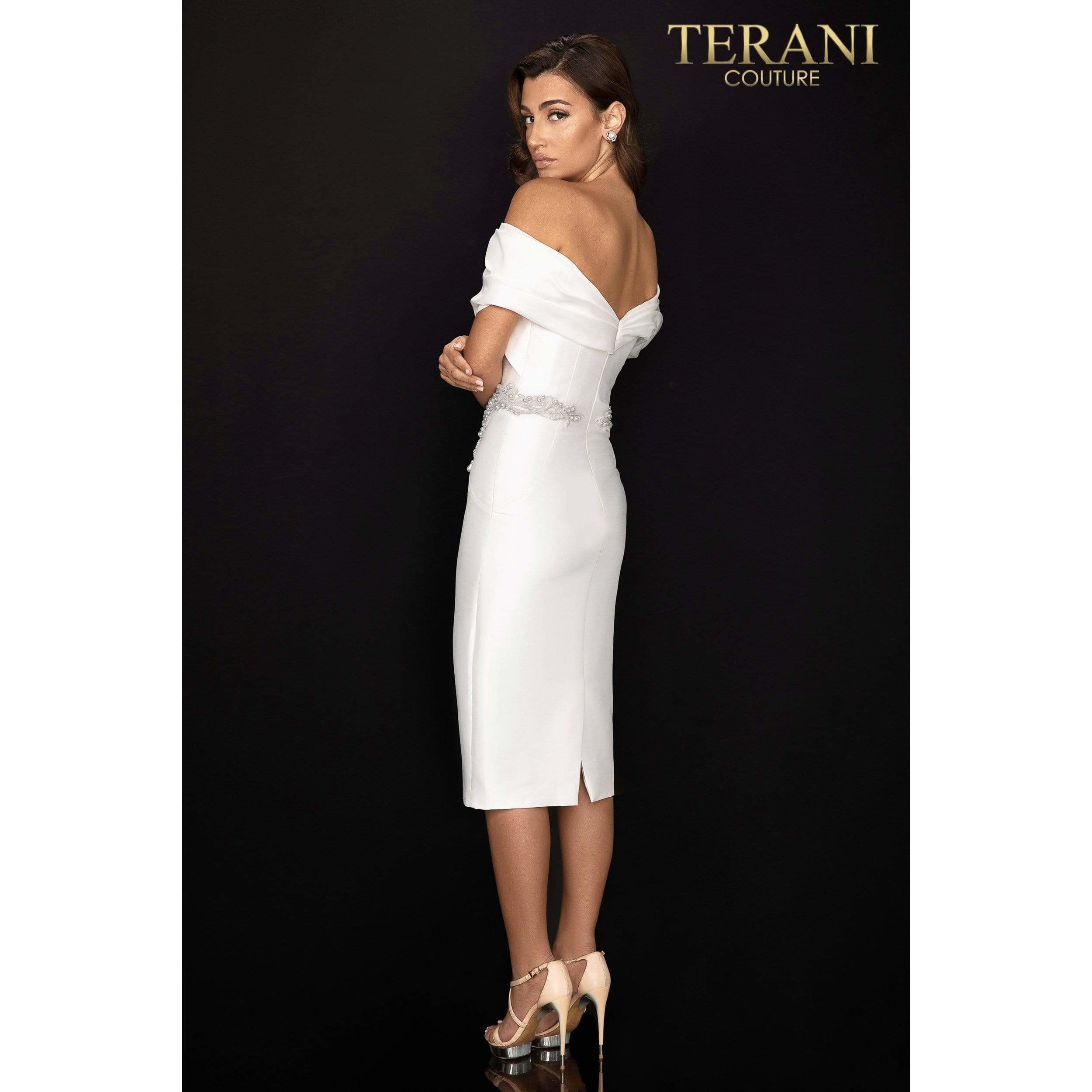Terani Couture 2011C2009 Dress Waist Beaded Off Shoulder Mikado Cocktail Dress 2011C2009 - NorasBridalBoutiqueNY