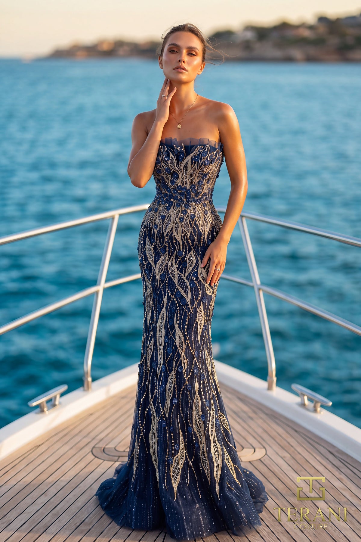 Terani Couture 242GL3248 Navy