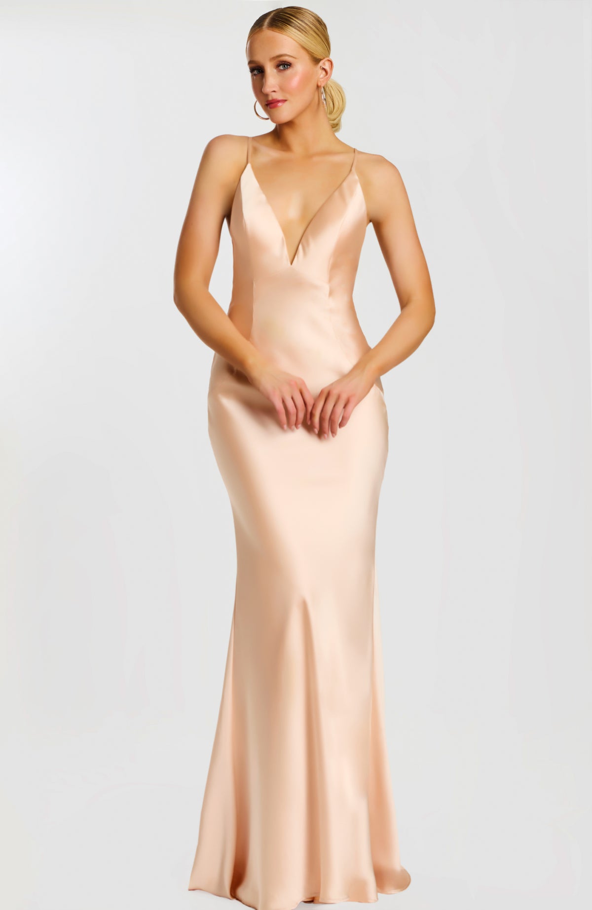 Jovani 42561 Fitted Dress With Deep V-Neck And Crisscross Back