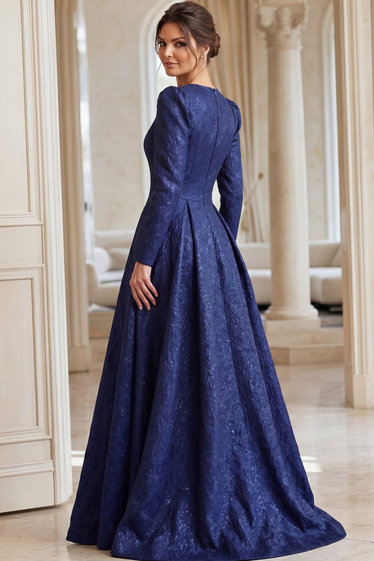Jovani 45099 Jovani Modest Long Sleeve Evening Dress With Full Skirt