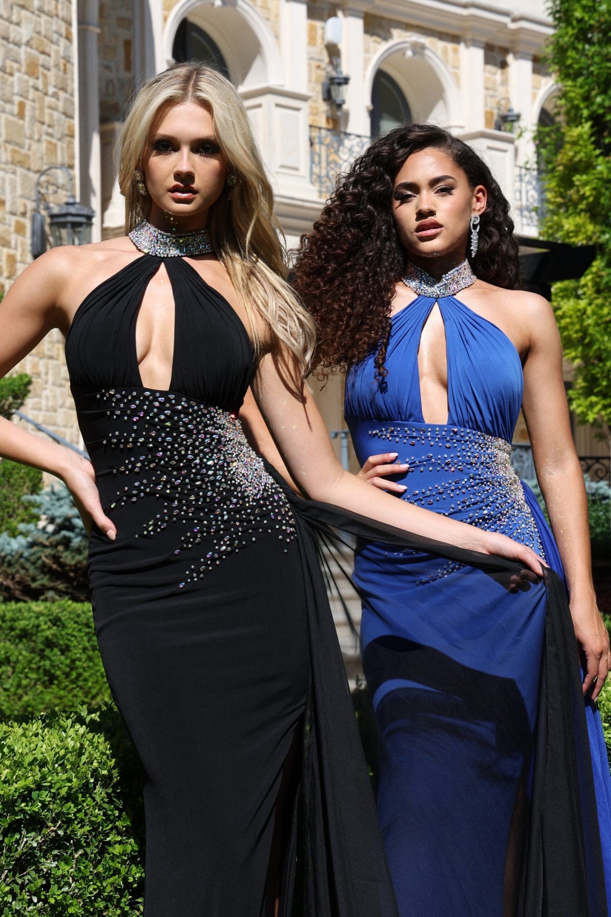 Jovani 46670 Beaded Collar Open Back Gown