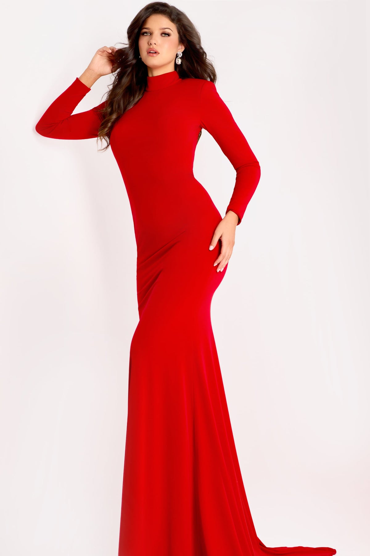Jovani 47081 Long Sleeve High Neck Gown