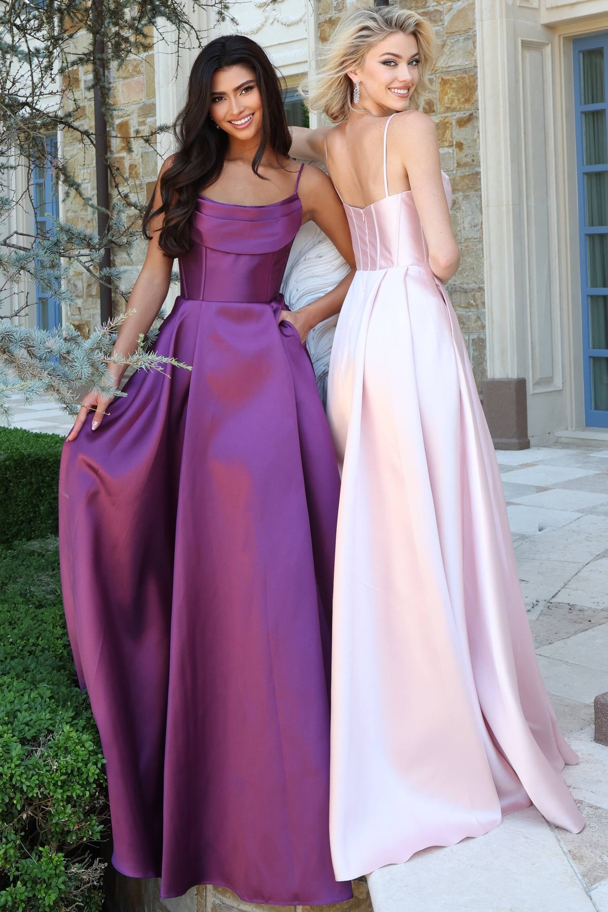 Jovani 53331 Spaghetti Strap Corset Satin A Line Ball Gown