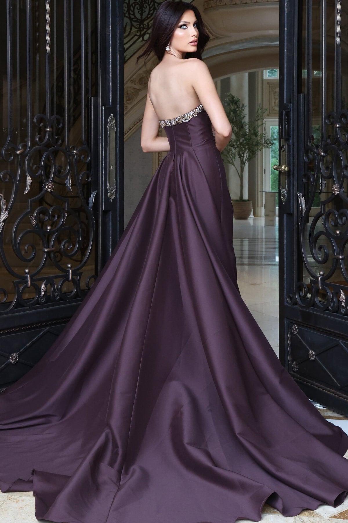 Jovani 53350 Strapless Embellished Sweetheart Satin Ball Gown