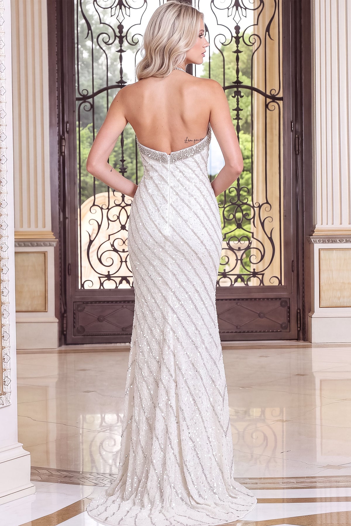 Jovani 54090 Beaded Strapless Sheath Gown