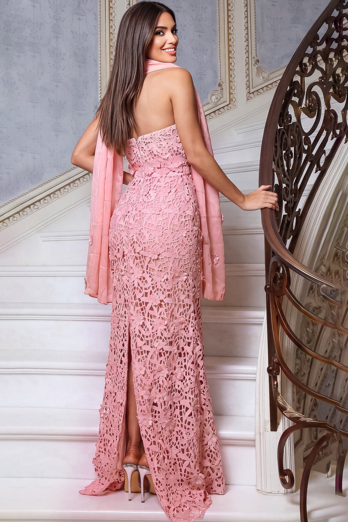Jovani 55184 Strapless Beaded Lace Mermaid Gown