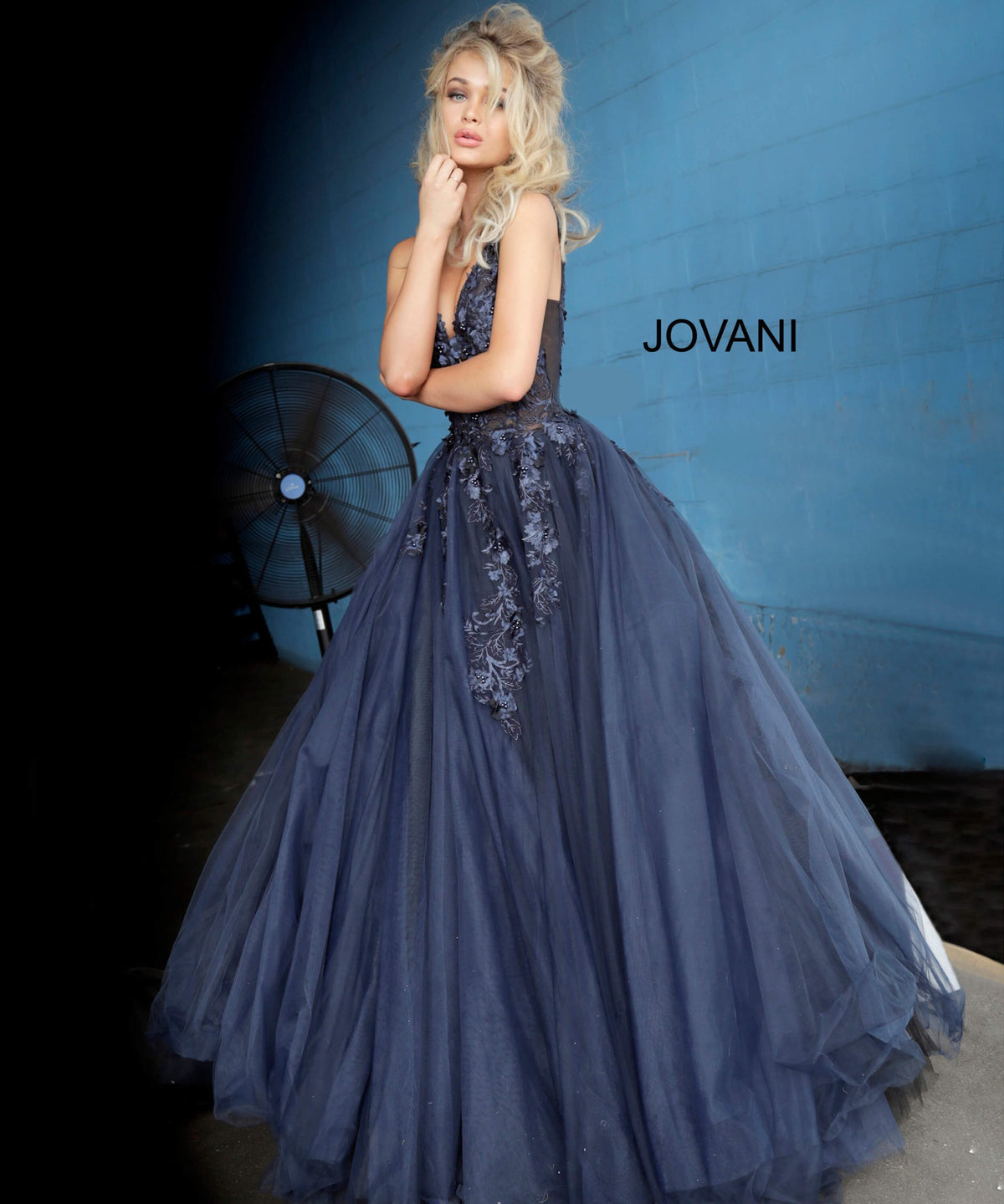 Jovani 55634 Red Floral Appliques Dress
