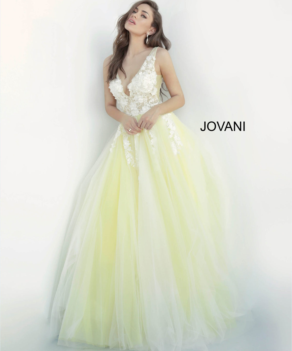 Jovani 55634 Red Floral Appliques Dress