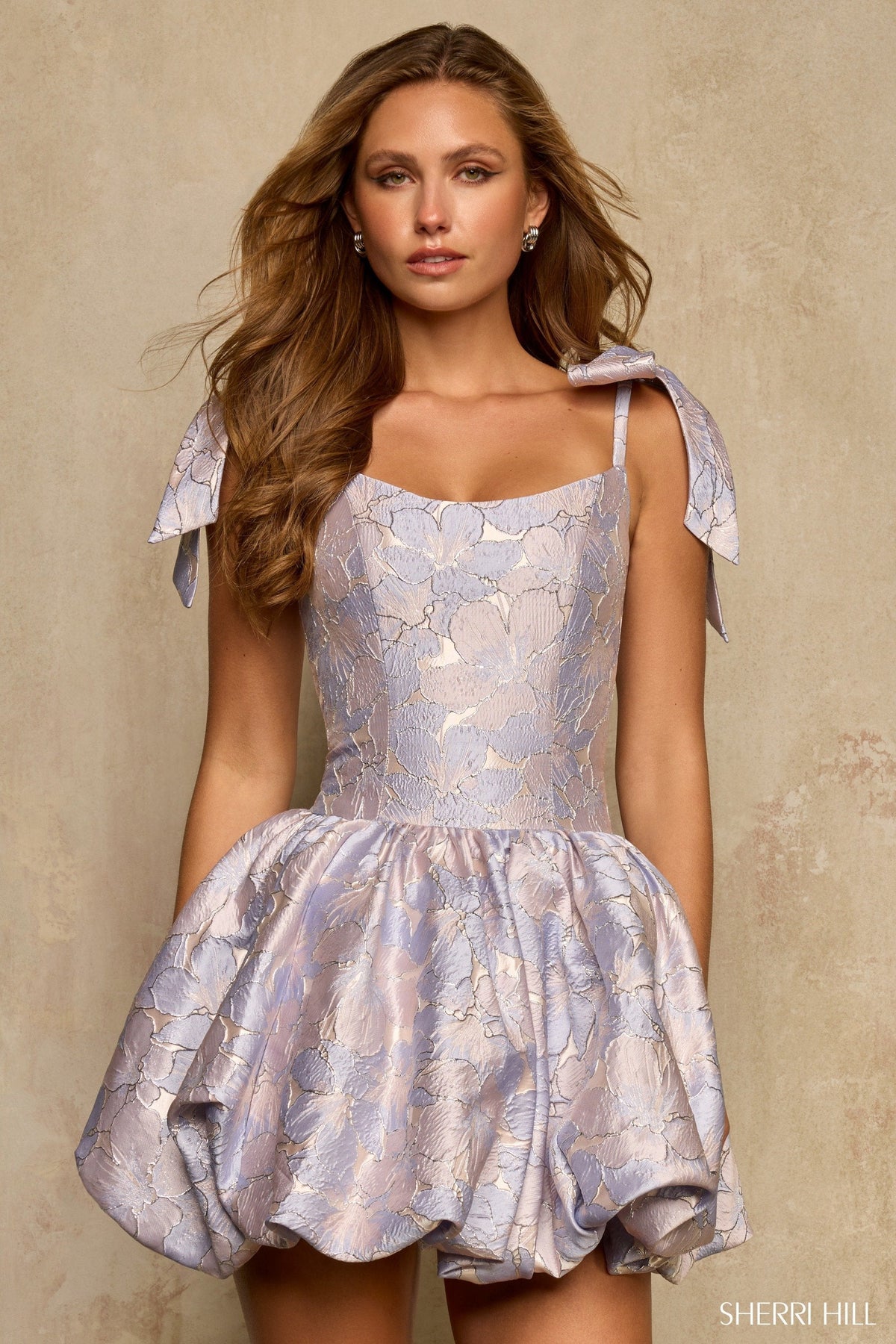 Sherri Hill 58363 Light Blue/Pink Print