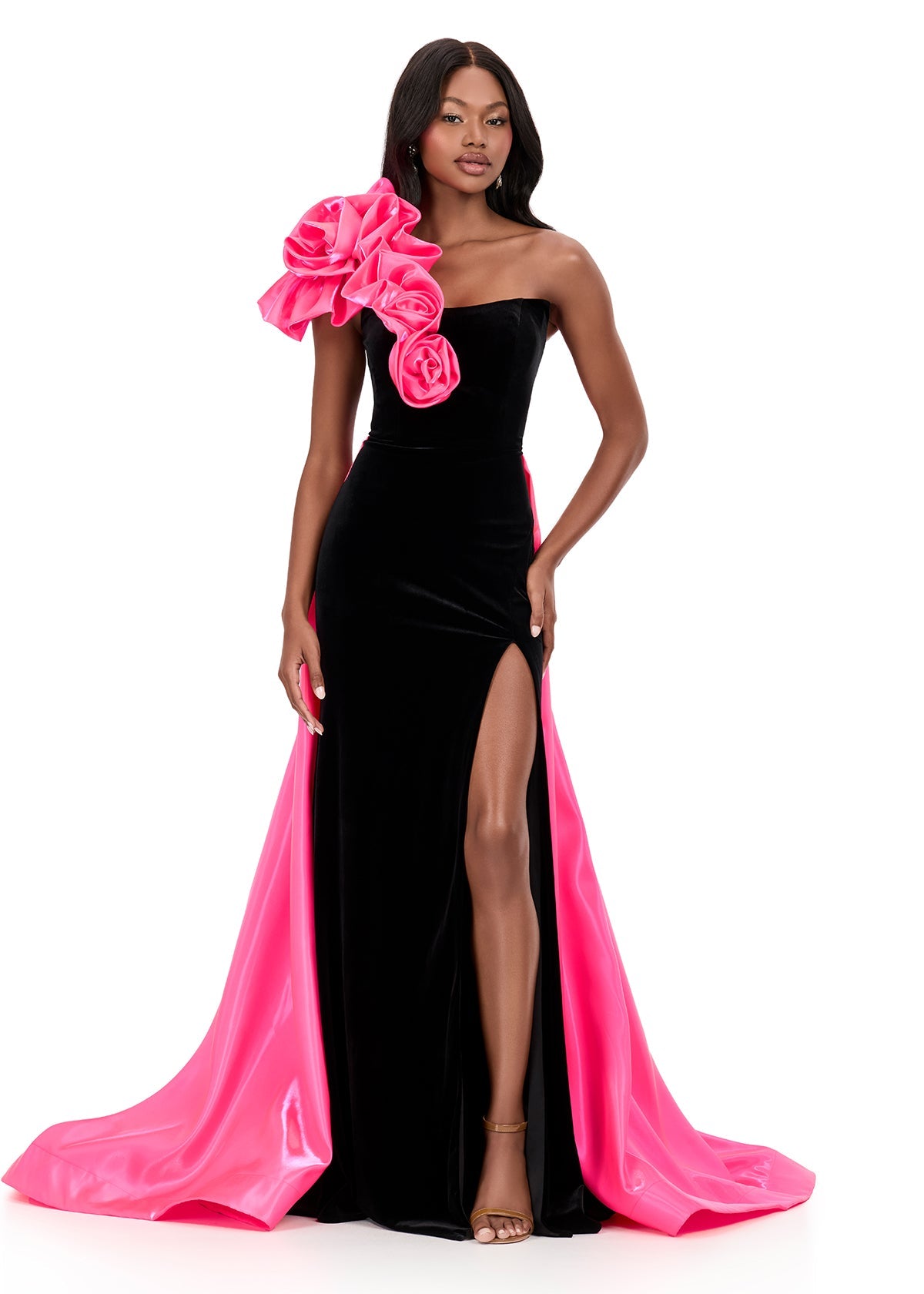 ASHLEYlauren Dresses 00 / Black/Hot Pink ASHLEYlauren 12174