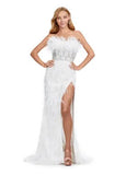 ASHLEYlauren pageant gown ASHLEYlauren 11457 Strapless Gown with Beading and Feathers