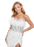 ASHLEYlauren pageant gown ASHLEYlauren 11457 Strapless Gown with Beading and Feathers