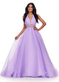 ASHLEYlauren pageant gown ASHLEYlauren 11546 Organza Ball Gown with Beaded Belt