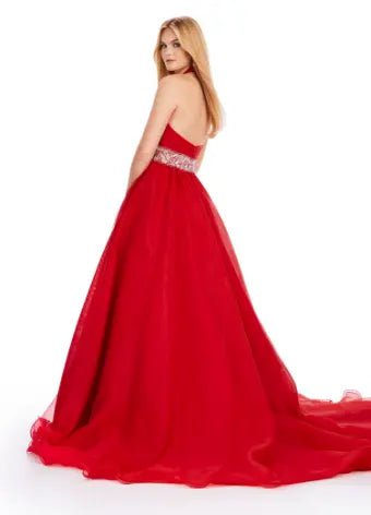 ASHLEYlauren pageant gown ASHLEYlauren 11546 Organza Ball Gown with Beaded Belt