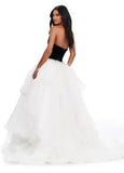 ASHLEYlauren pageant gown ASHLEYlauren 11564 Organza Ball Gown with Velvet Bustier and Beaded Details