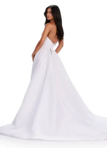 ASHLEYlauren pageant gown ASHLEYlauren 11571 Fully Beaded Gown with Taffeta Belt and Overskirt